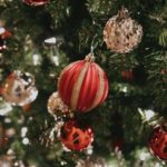 a close up of a christmas tree with ornaments